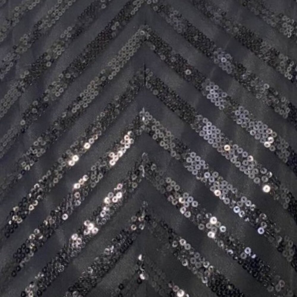 AGB Black Sequin Chevron Mini Dress Sleeveless Size 6 Party Cocktail Sparkle - Picture 10 of 15